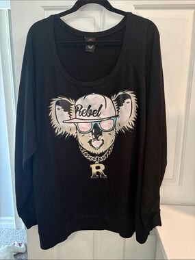 Torrid x Rebel Wilson Black Sweatshirt with Koala Graphic and Pastel Accents